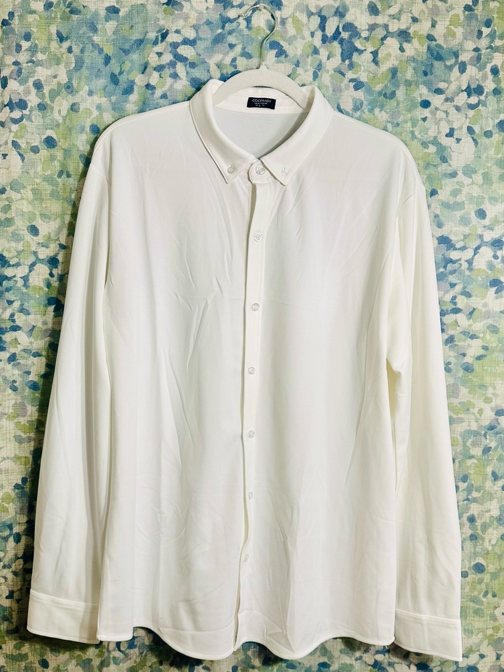 COOFANDY White Stretch Button Down Shirt Men’s Large